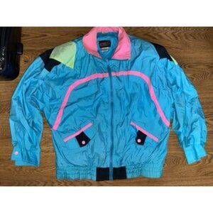 Vintage 90s G4000 Neon Colorblock Full Zip Windbreaker Large